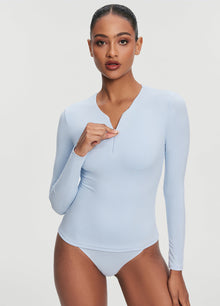 Quarter Zip Long Sleeve Top | Sky Blue
