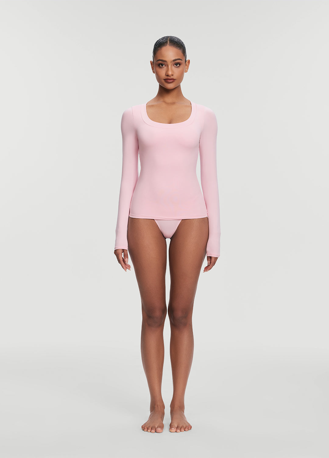 Scoop Neck Long Sleeve Top | Ballet Pink