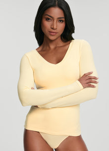 V-Neck Long Sleeve Top | Lemon Meringue