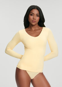 V-Neck Long Sleeve Top | Lemon Meringue