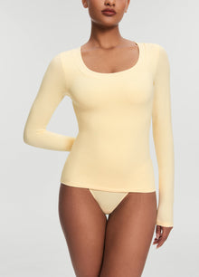 Scoop Neck Long Sleeve Top | Lemon Meringue