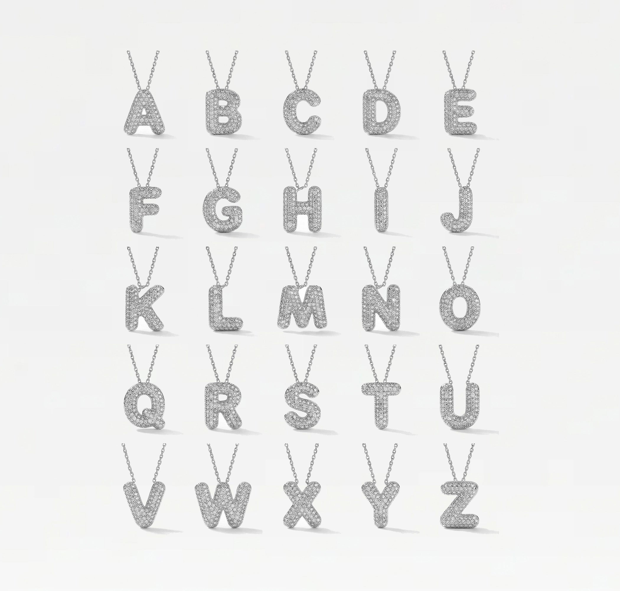 The Pave Bubble Letter Pendant Necklace | Gold Vermeil