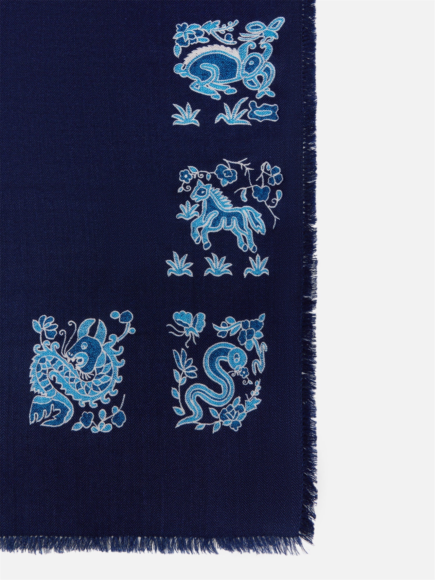 Square Shaped Jacquard Scarf | Navy