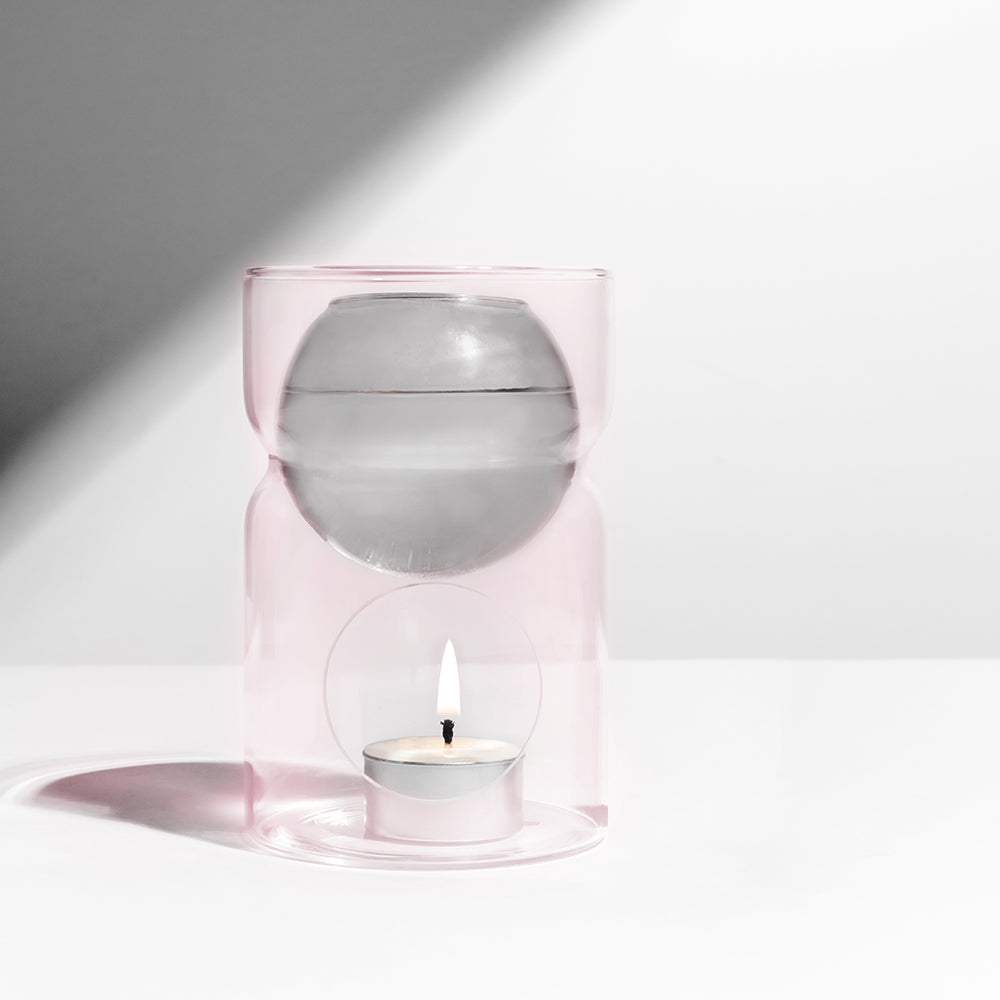 OIL BURNER & TEA LIGHT CANDLE - SMOKE + PINK - Fazeek Home Decor Home Fragrance Oil Burner