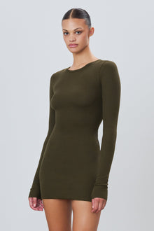 LONG SLEEVE CREWNECK MINI DRESS - ETERNE