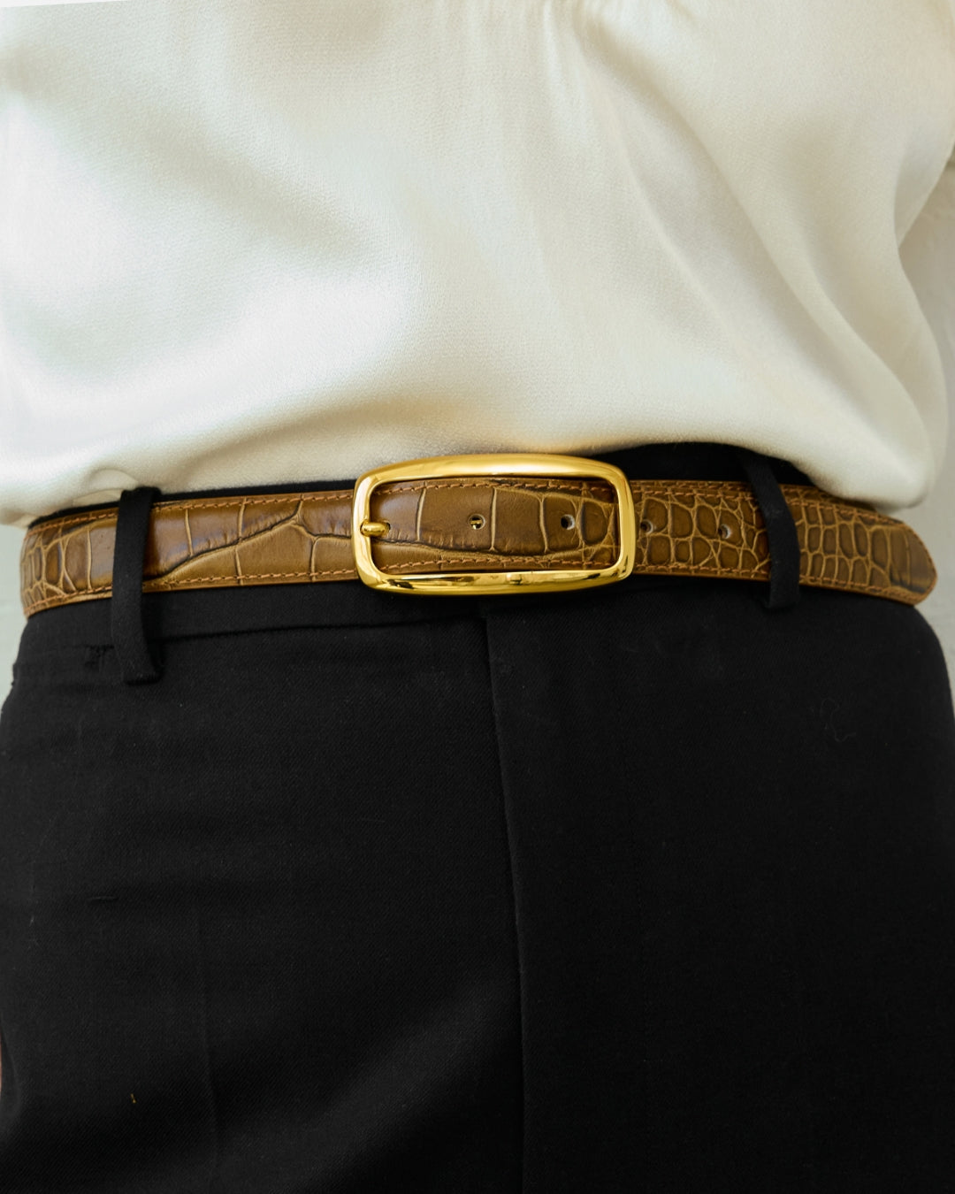 No. 19 Belt | Tuscan Croc/Gold