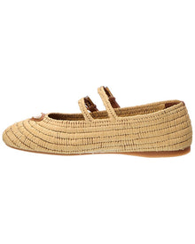 Prada | Womens | Logo Raffia Crochet Ballerina Flat | Beige