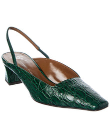 Giuseppe Zanotti | Womens | Brenda 45 Croc-Embossed Leather Slingback Pump | Green