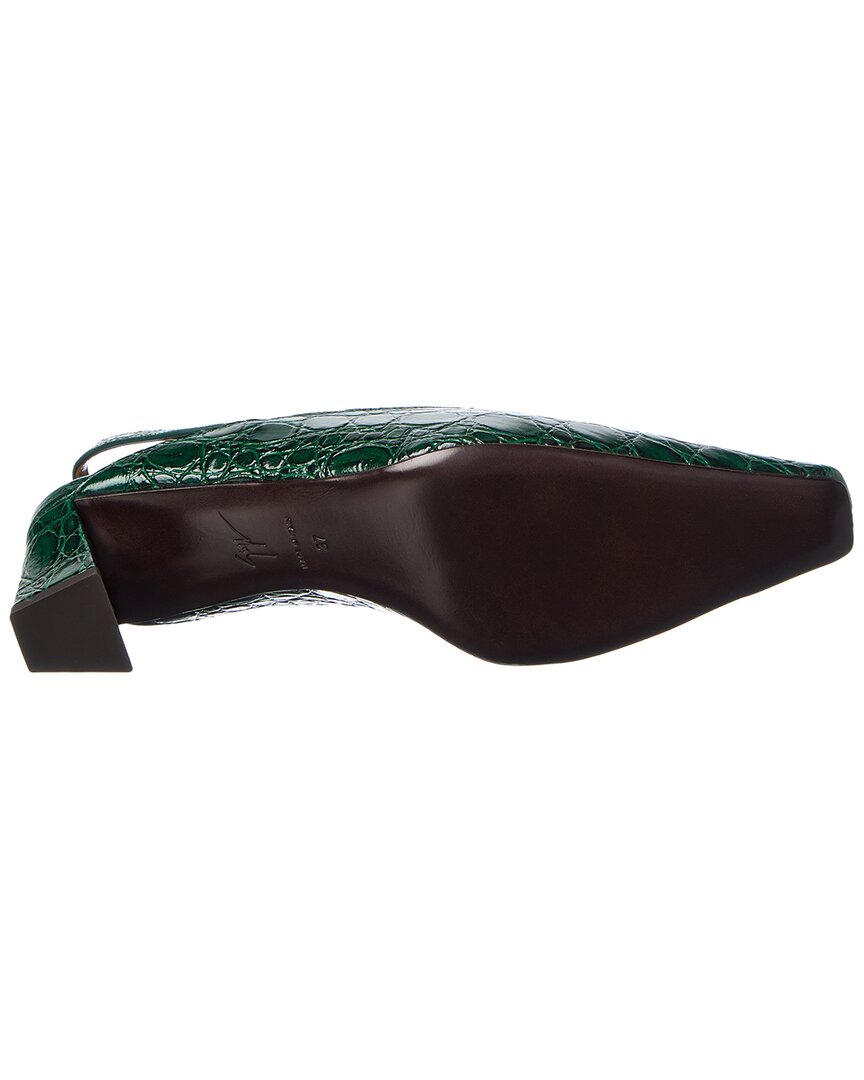 Giuseppe Zanotti | Womens | Brenda 45 Croc-Embossed Leather Slingback Pump | Green