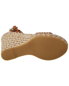 Valentino | Womens | Rockstud 95 Grainy Leather Wedge Sandal | Beige