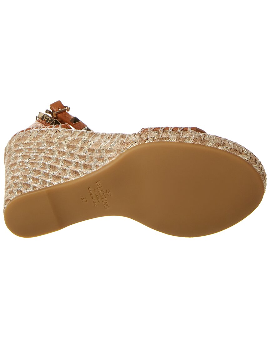 Valentino | Womens | Rockstud 95 Grainy Leather Wedge Sandal | Beige