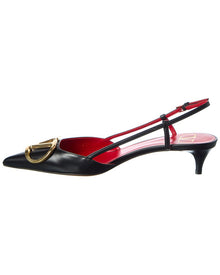 Valentino | Womens | VLogo Signature 40 Leather Slingback Pump | Black