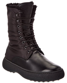 TOD's | Womens | Nylon & Leather Boot | Black