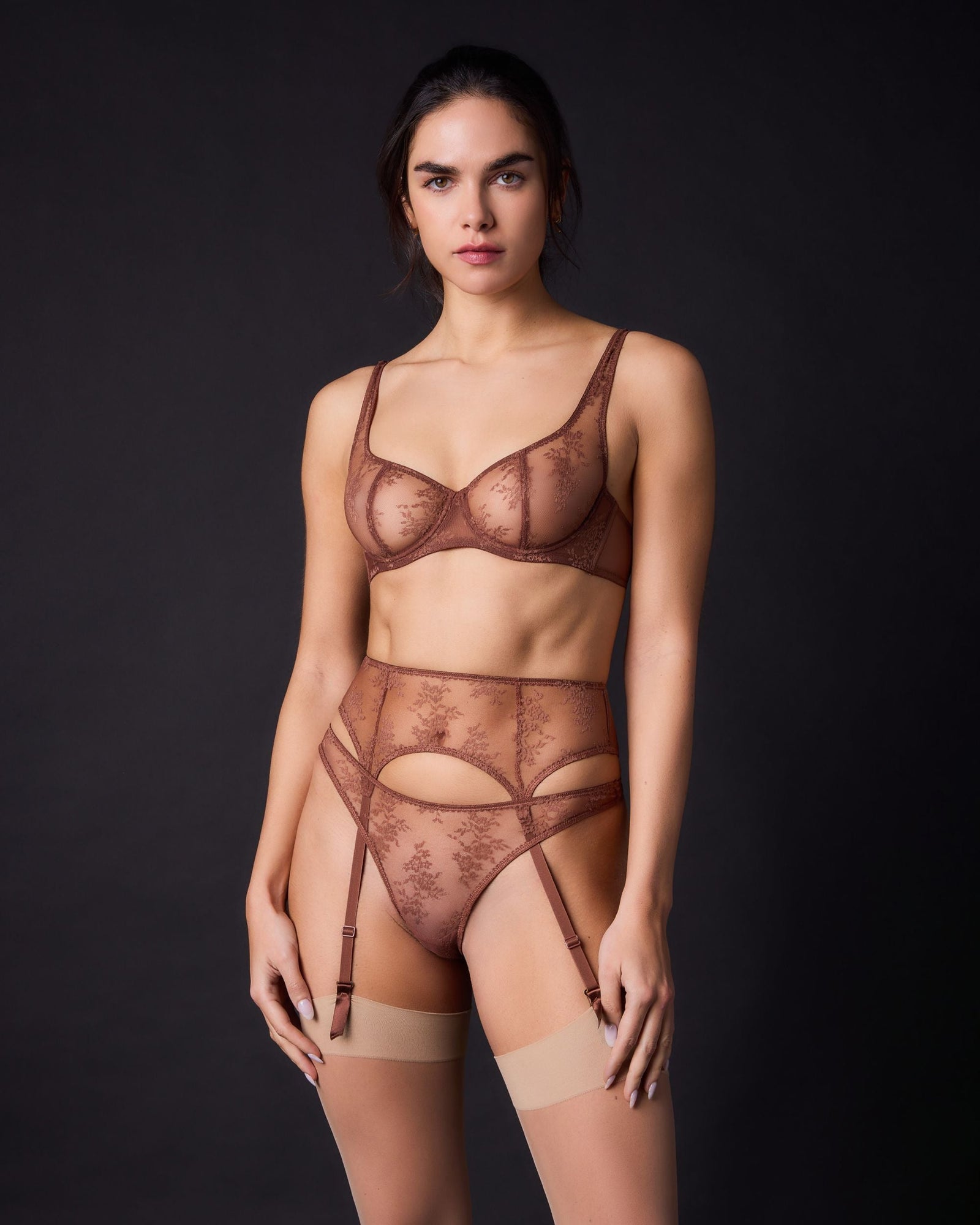 Romy Suspender Belt | Pecan