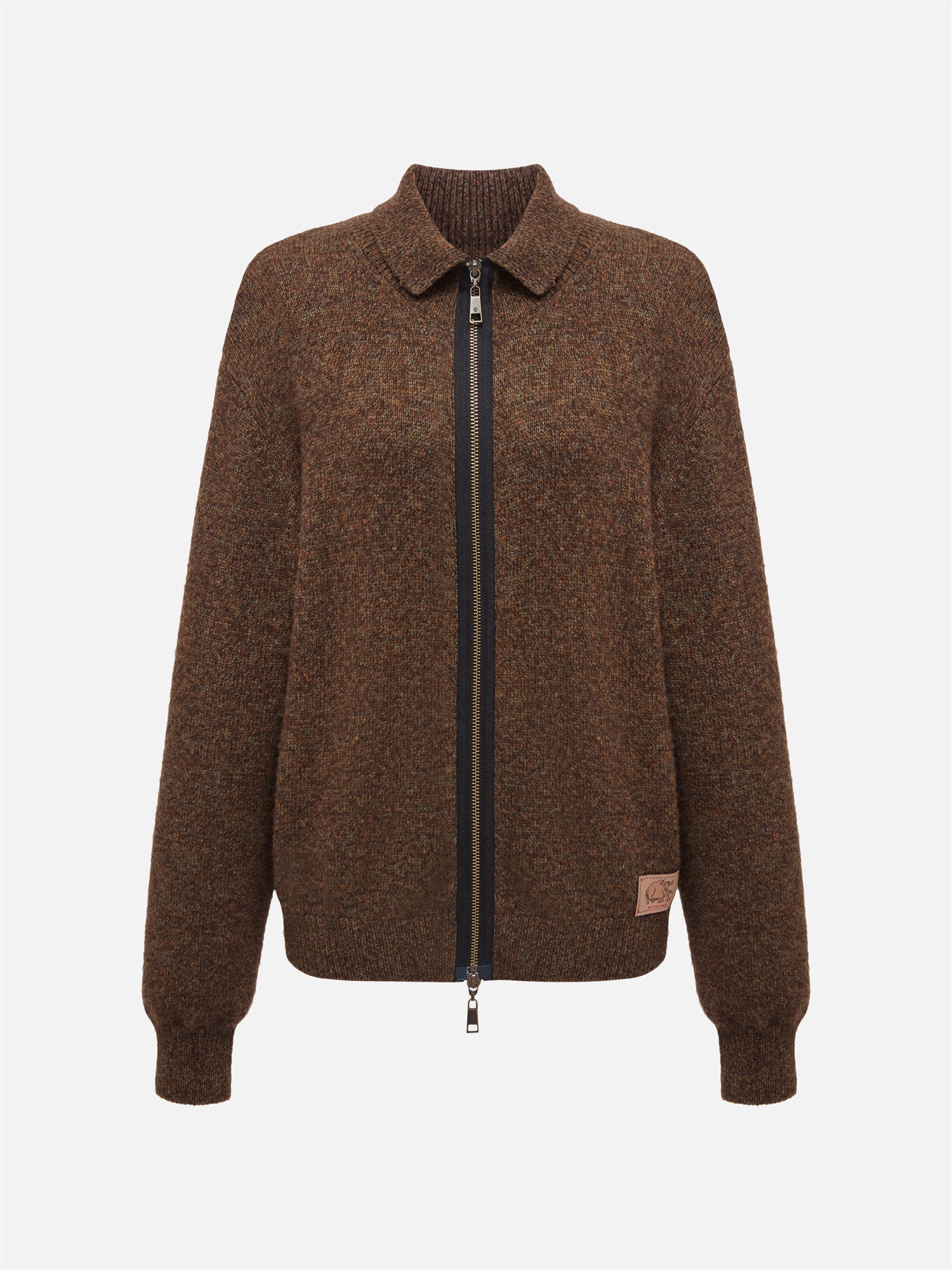 Zippered Sweater Jacket | Brown