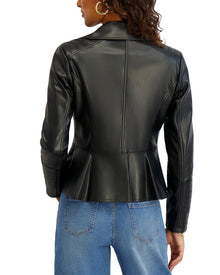 Kensie | Womens | Faux Leather Moto Jacket | Black