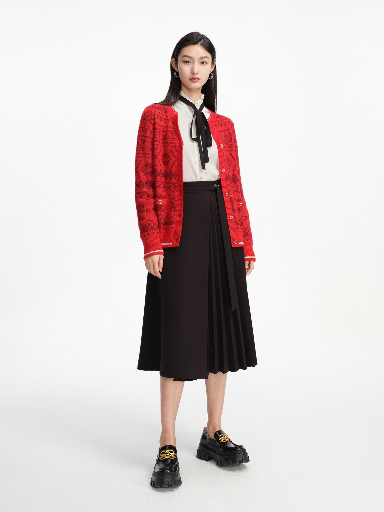 Merino Wool Knit Cardigan Knit Wear | Red