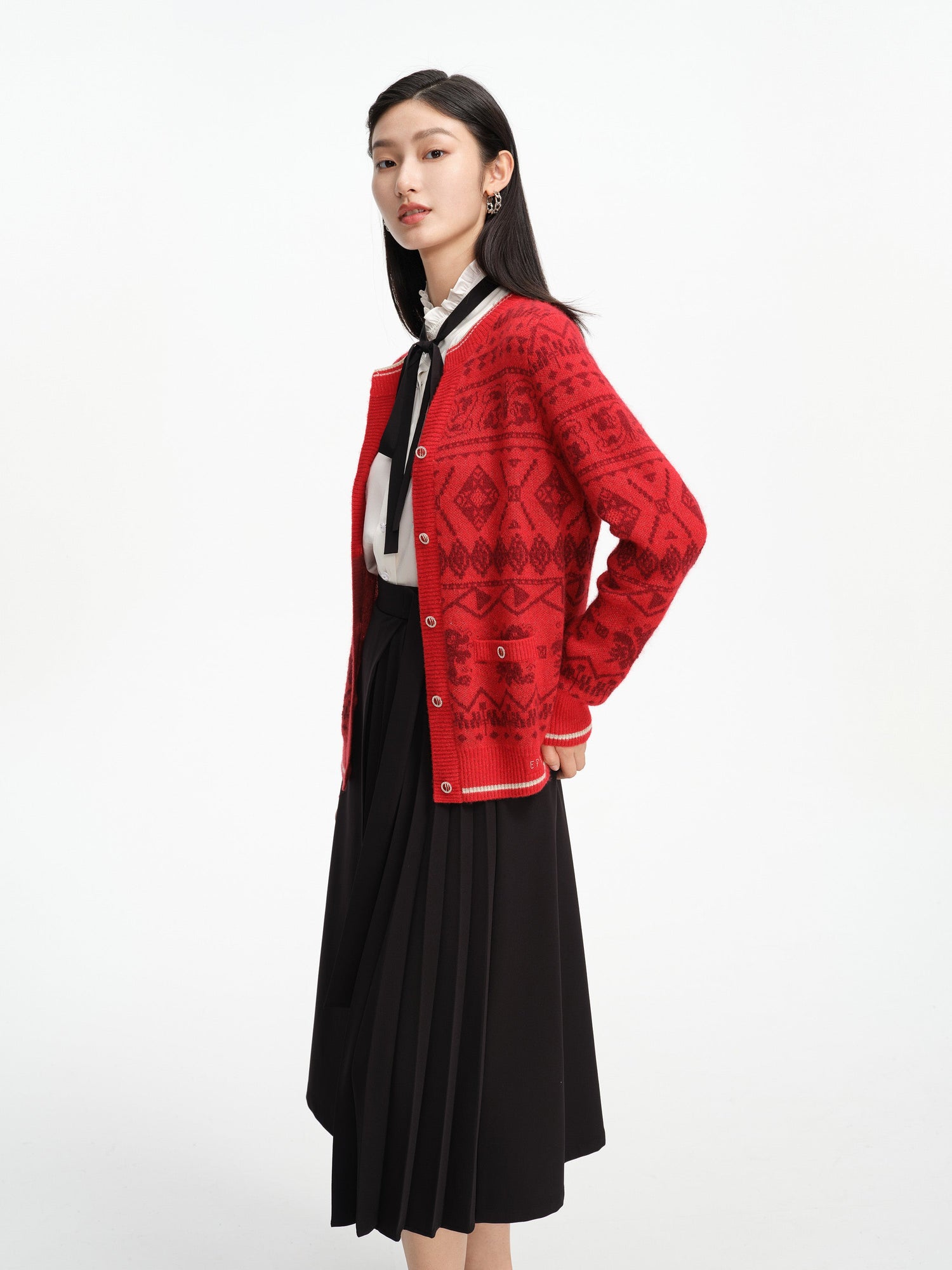 Merino Wool Knit Cardigan Knit Wear | Red