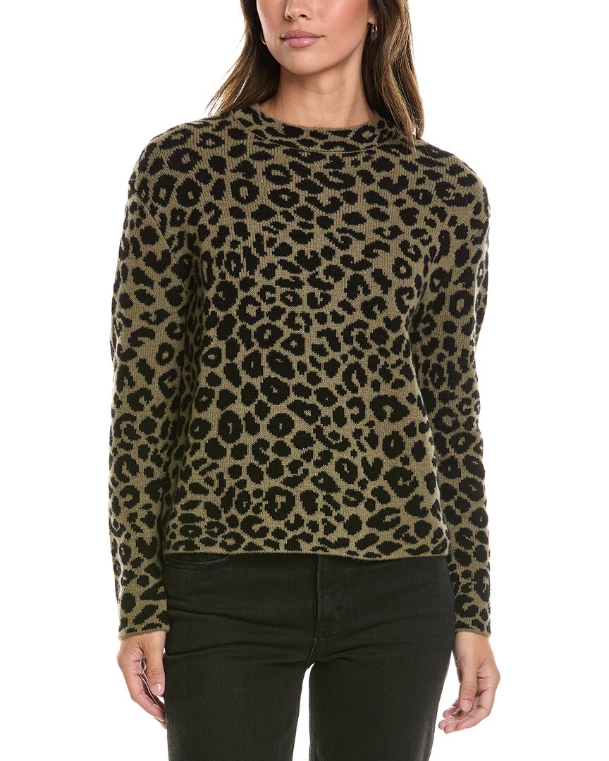Alashan Cashmere | Womens | Sasha Leopard Crew 100% Cashmere Sweater | Black