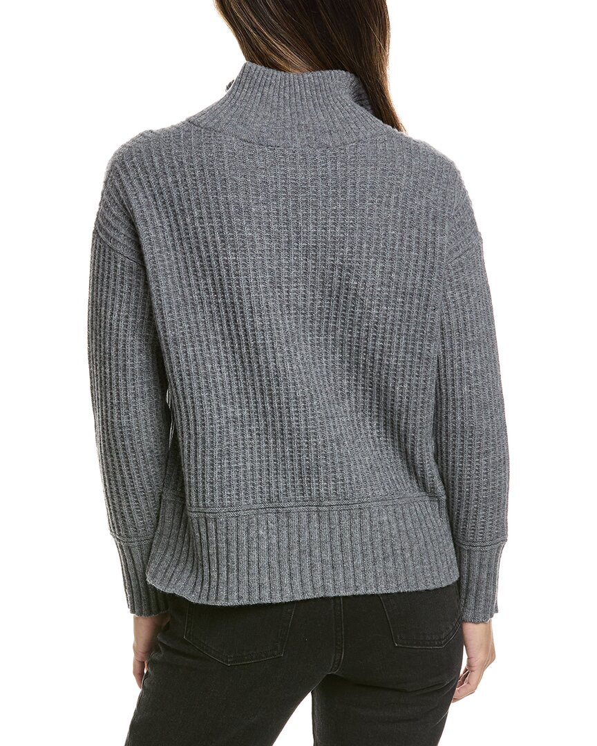 Alashan Cashmere | Womens | Morgan Textured 1/2-Zip Wool Sweater | Gray