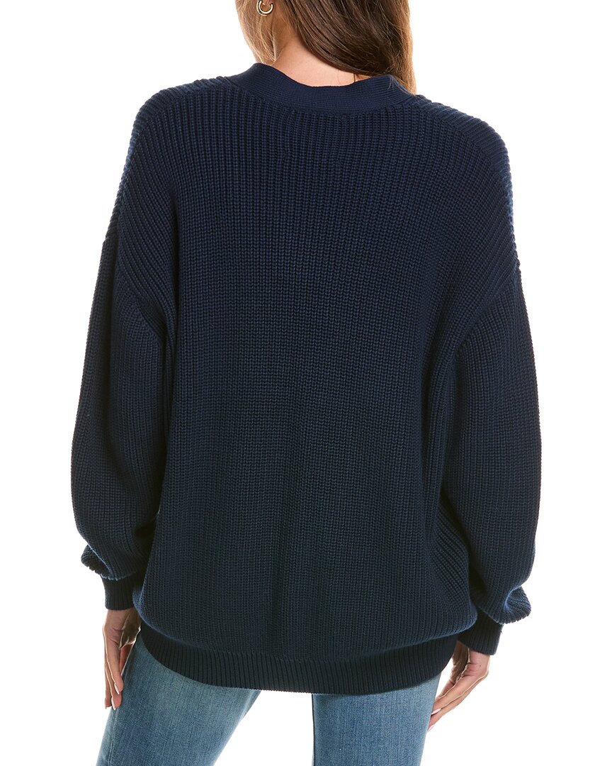 525 America | Womens | Structured Stripe Cardigan | Blue