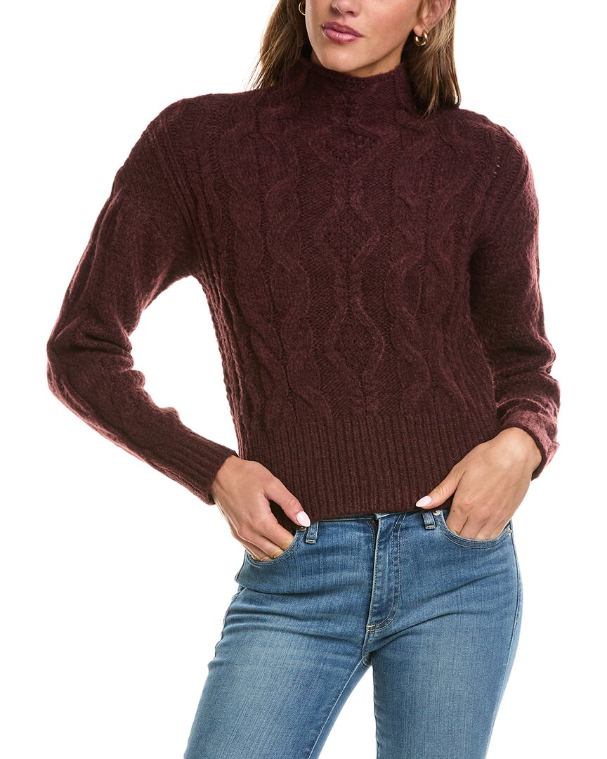 525 America | Womens | Oversized Cable Funnel Neck Pullover | Red