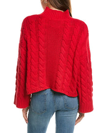 525 America | Womens | Oversized Chunky Cable Mock Neck Sweater | Red