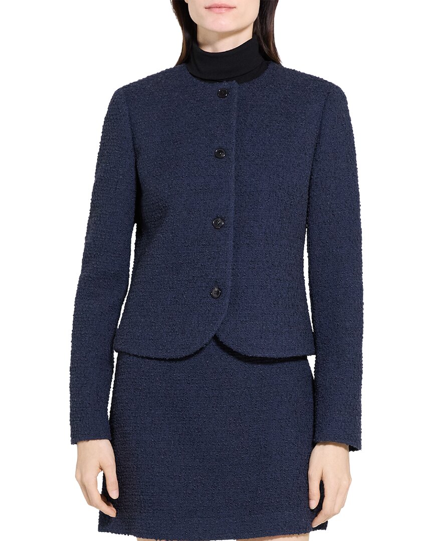Theory | Womens | Crew Neck Clean Wool-Blend Jacket | Blue