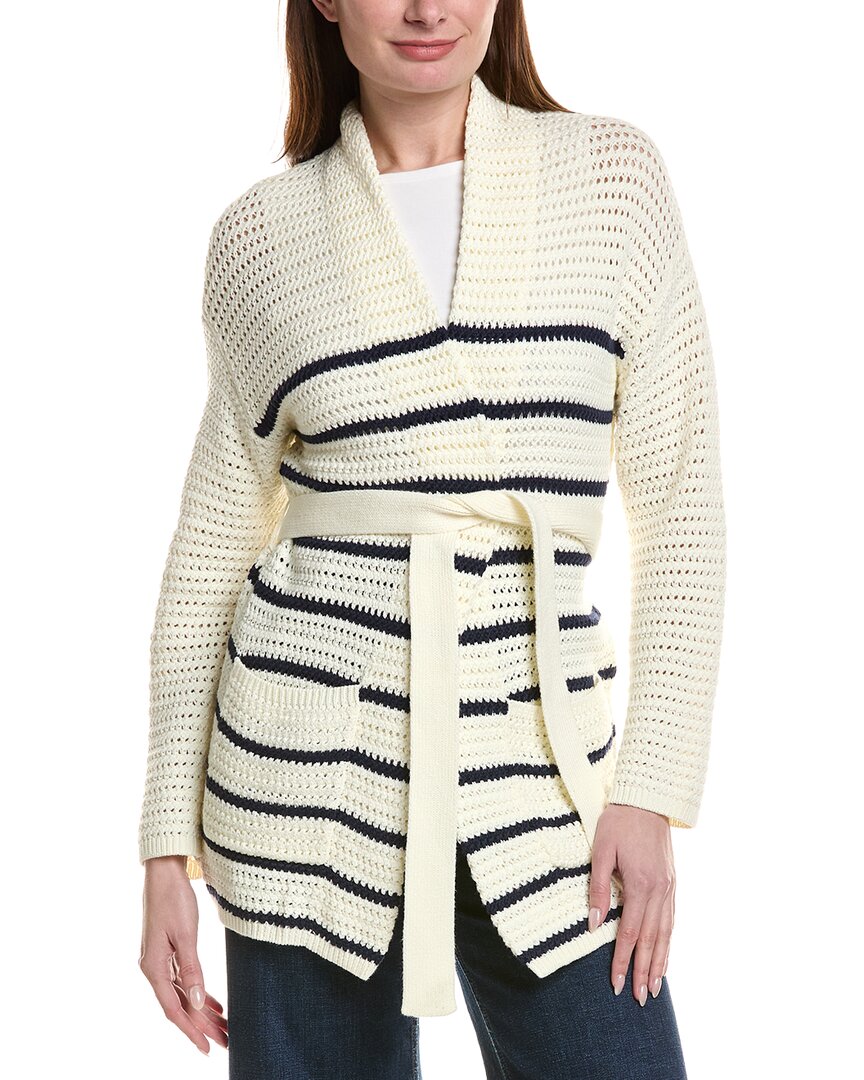 Tommy Bahama | Womens | Stripe Crochet Stitch Cardigan | White
