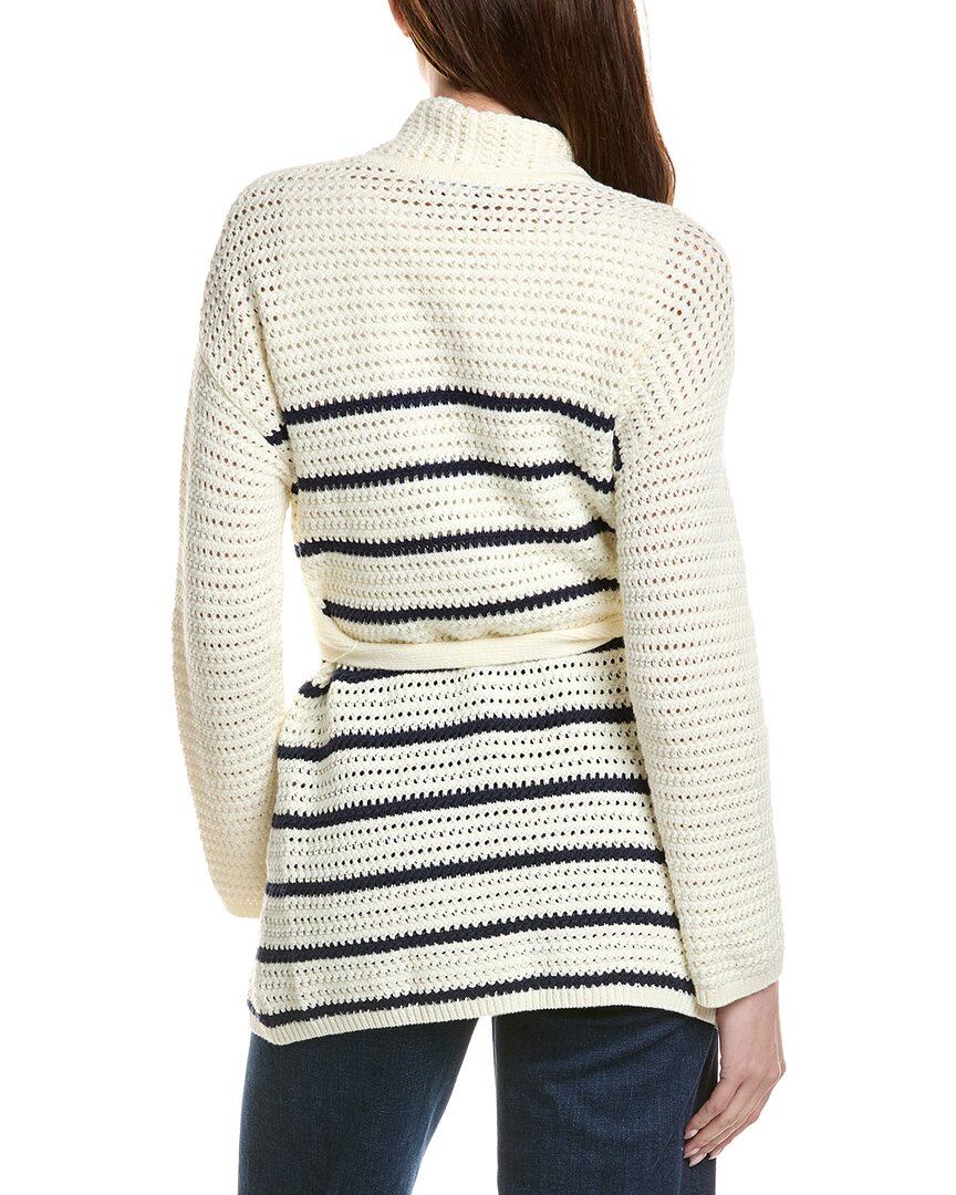 Tommy Bahama | Womens | Stripe Crochet Stitch Cardigan | White