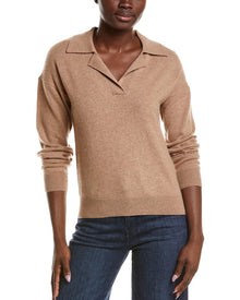 NAADAM | Womens | 100% Cashmere V-Neck Polo Sweater | Brown