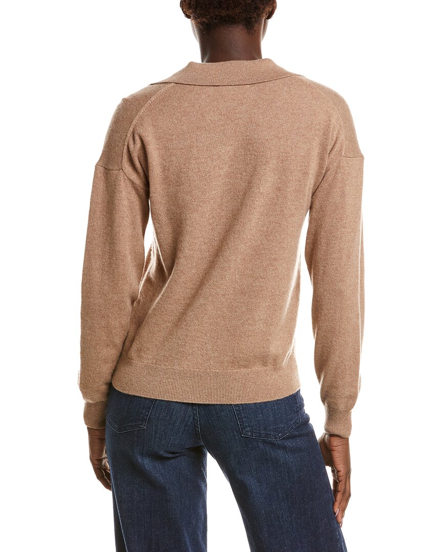NAADAM | Womens | 100% Cashmere V-Neck Polo Sweater | Brown