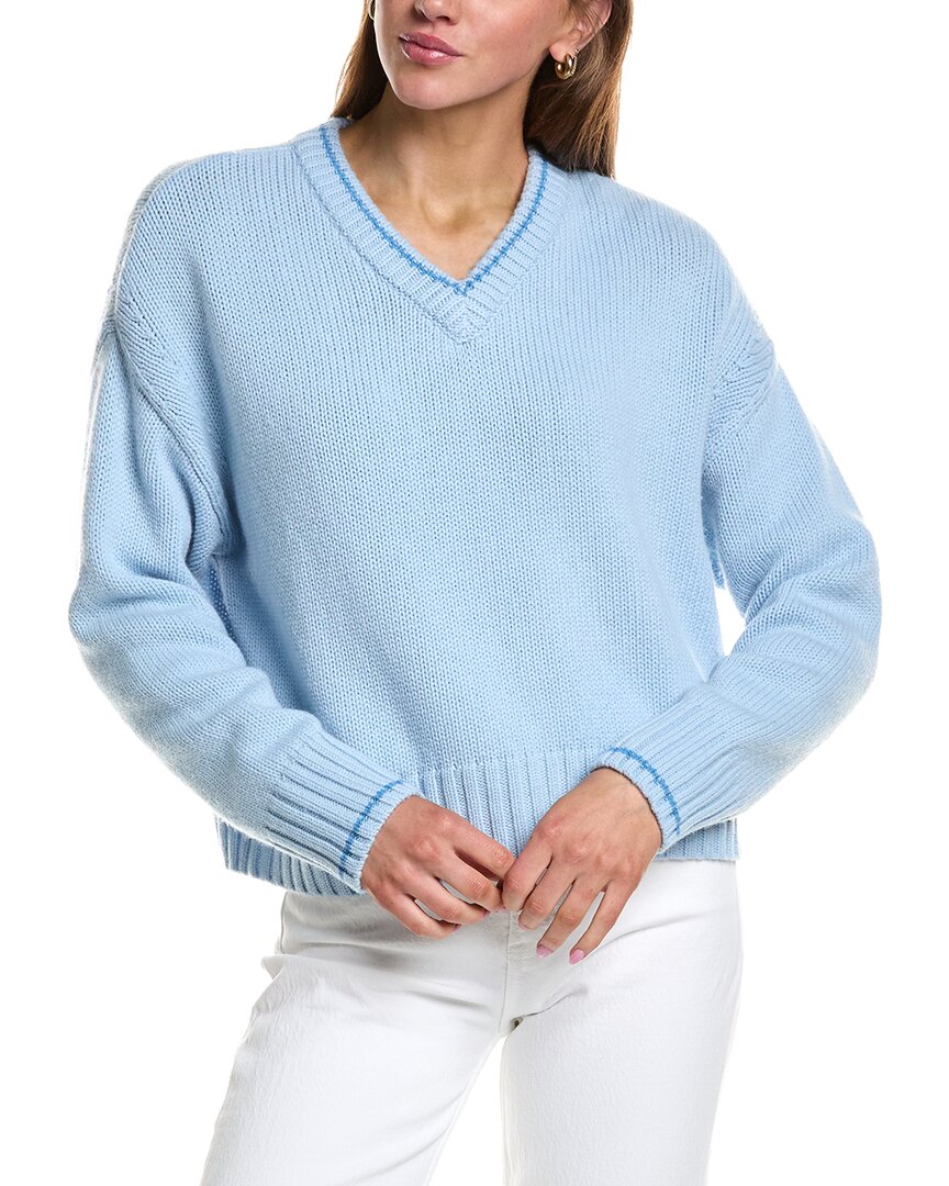 Rowing Blazers | Womens | Callie V Neck Wool & Cashmere-Blend Sweater | Blue