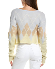 Rowing Blazers | Womens | Argyle Long Sleeve Wool & Mohair-Blend Top | Gray Multi