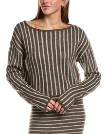 Rowing Blazers | Womens | Stripe Long Sleeve Wool & Mohair-Blend Top | Green