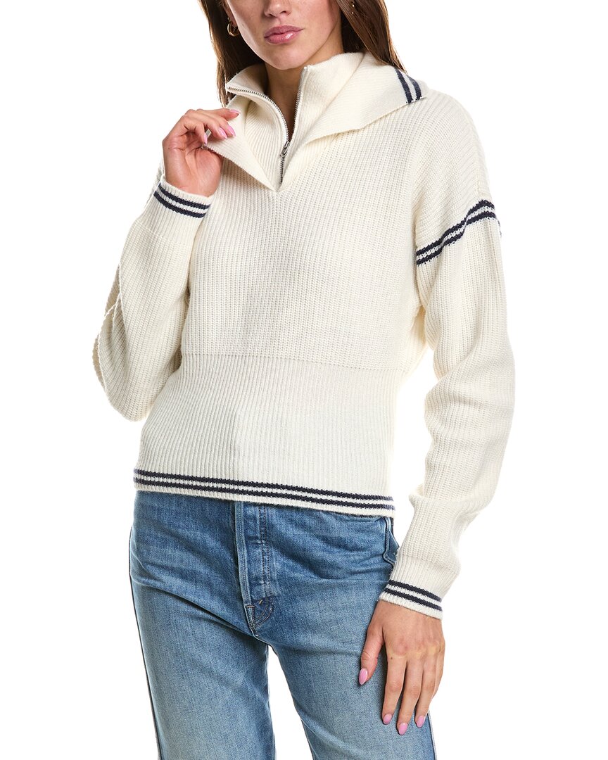 Rowing Blazers | Womens | Double Collar 1/4-Zip Wool-Blend Pullover | White