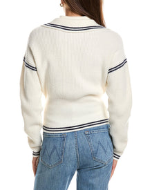 Rowing Blazers | Womens | Double Collar 1/4-Zip Wool-Blend Pullover | White