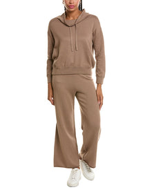 Hannah Rose | Womens | Cashmere-Blend Terry Stitch Cowl Neck Sweater & Pant Set | Brown