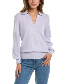 Forte Cashmere | Womens | Split Neck 100% Cashmere Polo Sweater | Amethyst