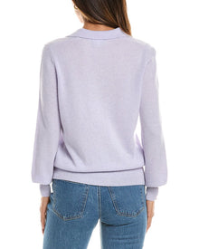Forte Cashmere | Womens | Split Neck 100% Cashmere Polo Sweater | Amethyst
