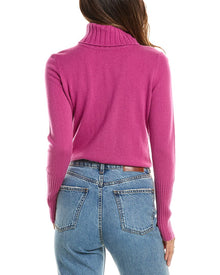 Forte Cashmere | Womens | Chunky Trim Turtleneck 100% Cashmere Sweater | Pink