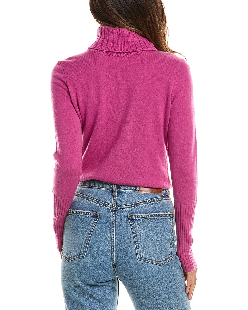 Forte Cashmere | Womens | Chunky Trim Turtleneck 100% Cashmere Sweater | Pink