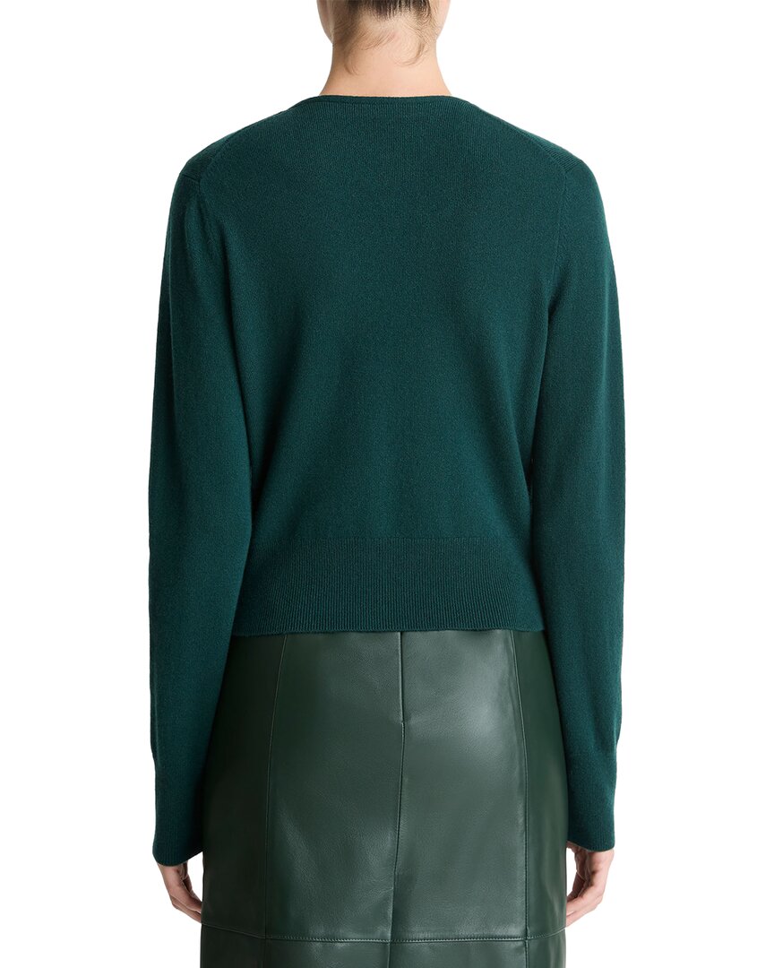 Vince | Womens | Satin Button Wool & Cashmere-Blend Cardigan | Green