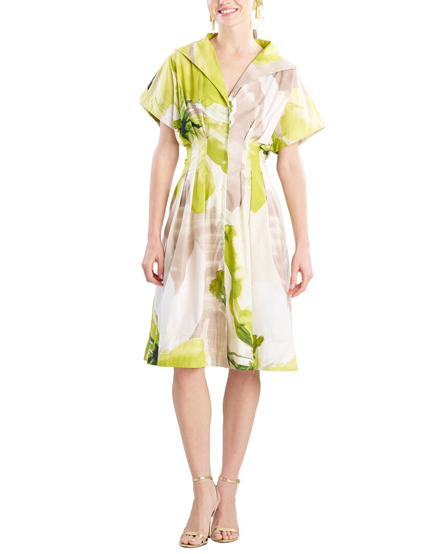 Natori | Womens | Orchid Poplin Pleat Shirtdress | Green