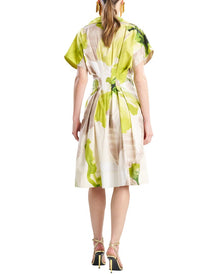 Natori | Womens | Orchid Poplin Pleat Shirtdress | Green