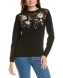 Johnny Was | Womens | The Lace Wool & Cashmere-Blend Sweater | Black