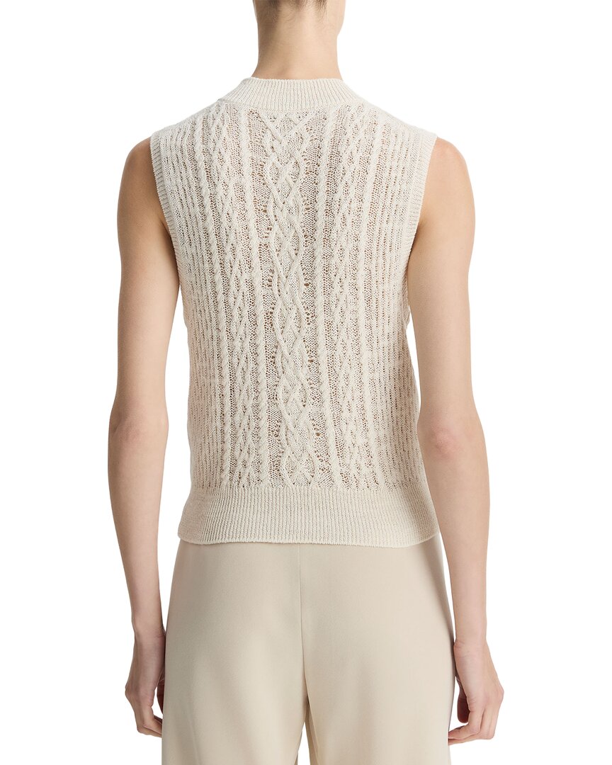 Vince | Womens | Cable Double Layer Wool-Blend Shell | White