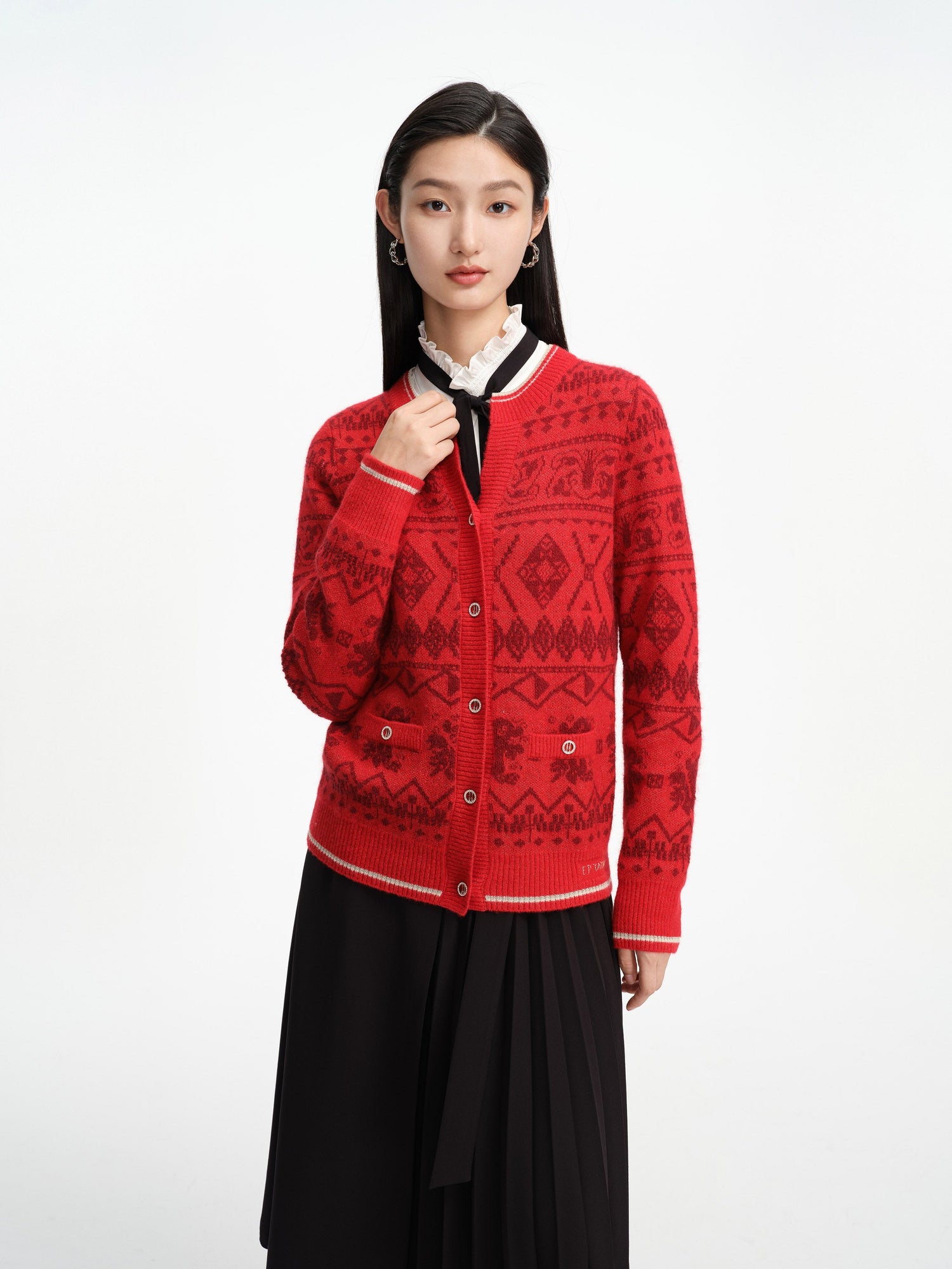 Merino Wool Knit Cardigan Knit Wear | Red