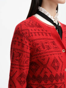 Merino Wool Knit Cardigan Knit Wear | Red