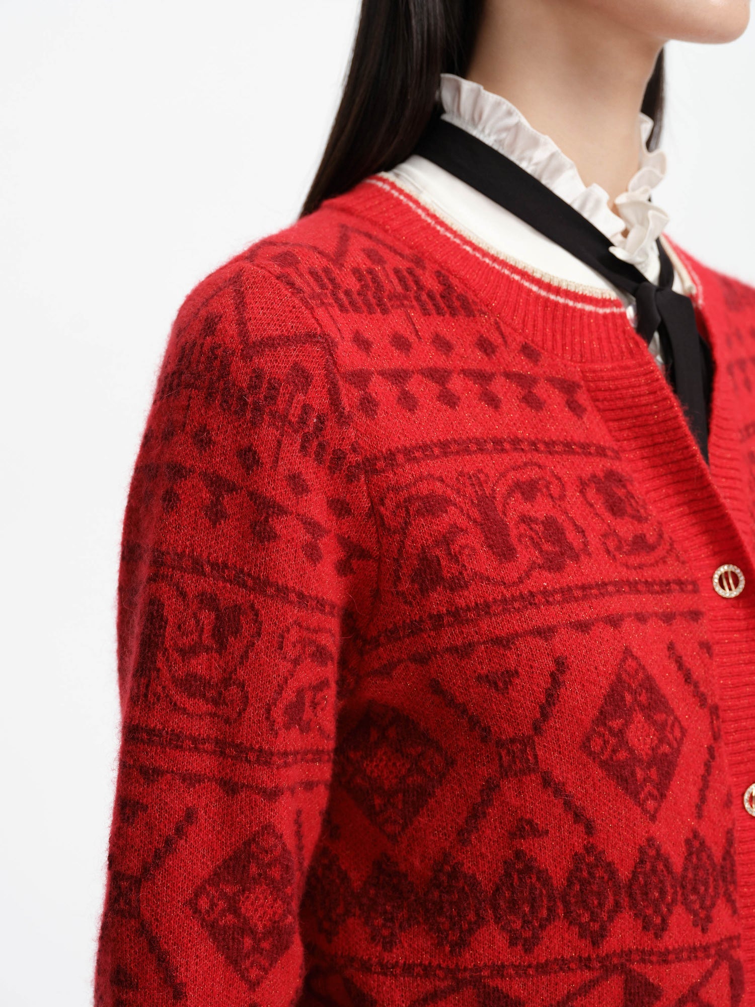 Merino Wool Knit Cardigan Knit Wear | Red